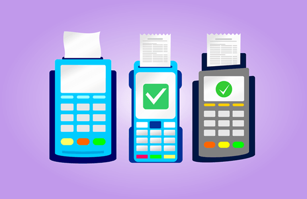 Payment terminal processing a customer credit card