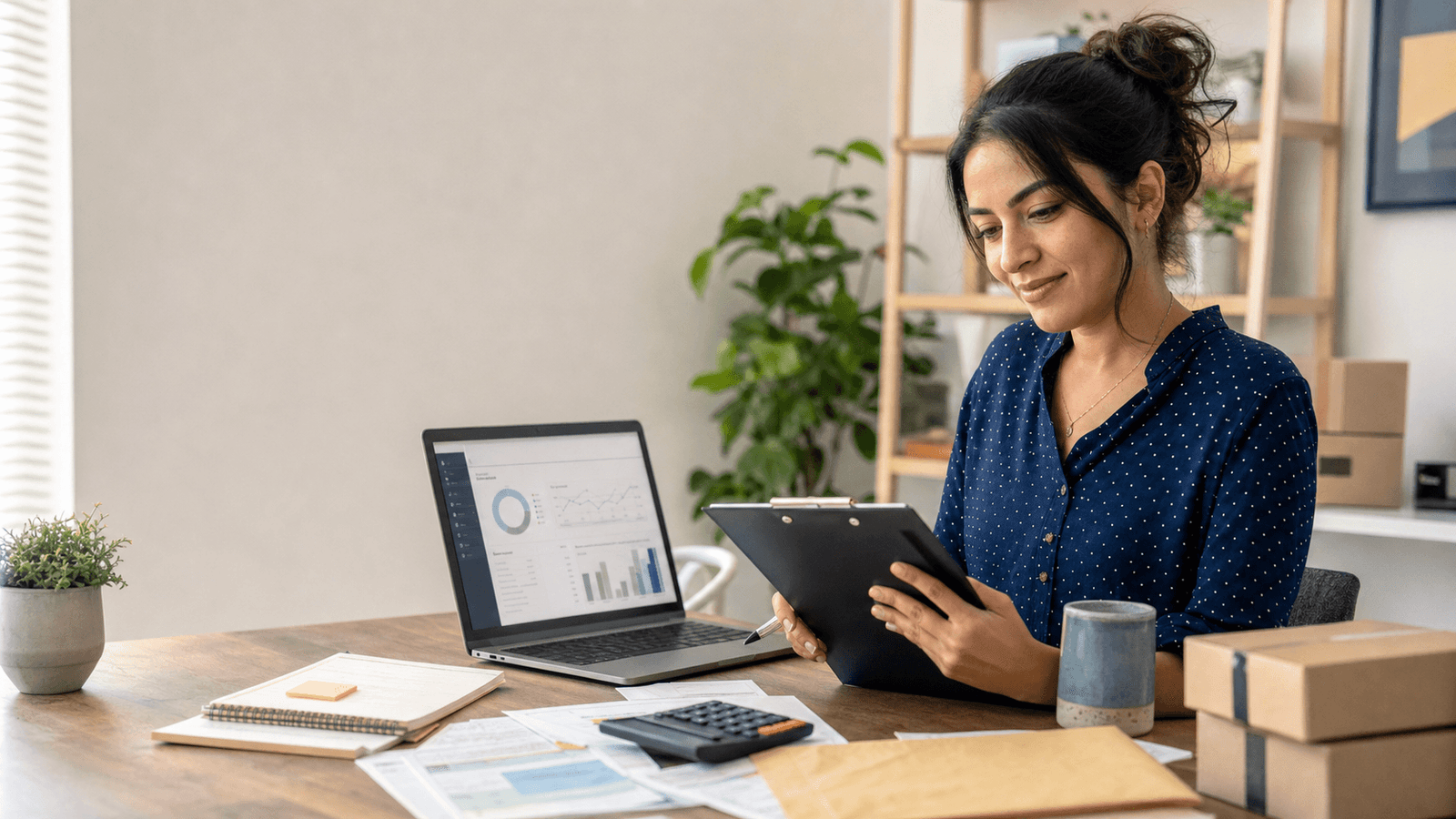 Online business owner reviewing a merchant account application and payment dashboard
